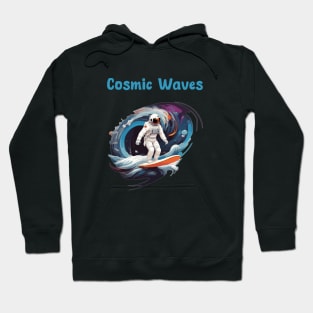 Astronaut surfing in space waves Hoodie